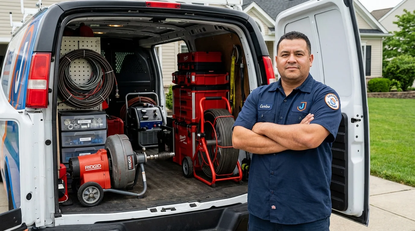 Professional drain cleaning equipment and Johns Plumbing LLC plumber in Westmoreland